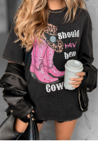 Tričko z nadrukiem A Cowgirl tmavosivý