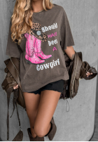 Tričko z nadrukiem A Cowgirl Mokka