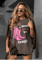 Tričko z nadrukiem A Cowgirl Mokka