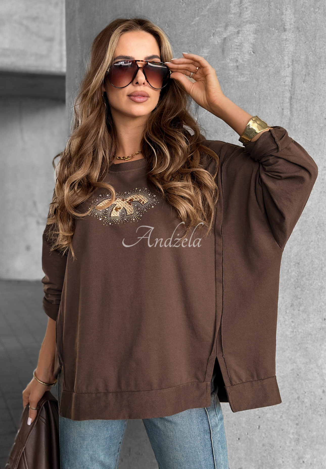 Mikina oversize New Princeton čokoládová