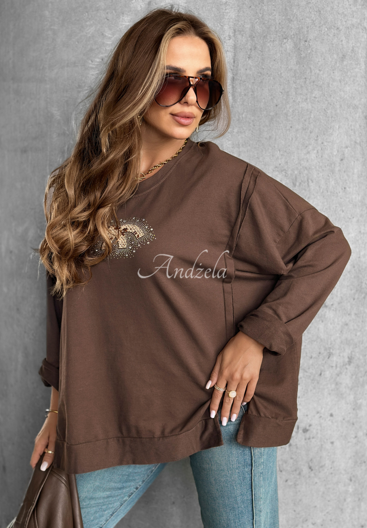 Mikina oversize New Princeton čokoládová