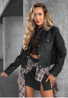 Krátka zamszowa Bunda Autumn Whisper čierna