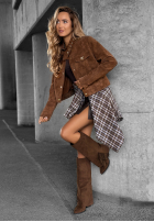 Krátka zamszowa Bunda Autumn Whisper čokoládová