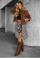 Krátka zamszowa Bunda Autumn Whisper čokoládová