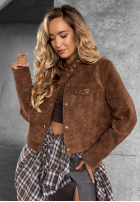 Krátka zamszowa Bunda Autumn Whisper čokoládová