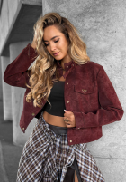 Krátka zamszowa Bunda Autumn Whisper bordová