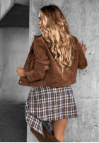 Krátka zamszowa Bunda Autumn Whisper čokoládová