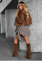 Krátka zamszowa Bunda Autumn Whisper čokoládová