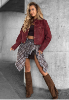 Krátka zamszowa Bunda Autumn Whisper bordová