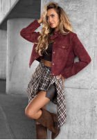 Krátka zamszowa Bunda Autumn Whisper bordová