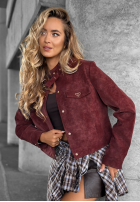 Krátka zamszowa Bunda Autumn Whisper bordová