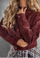 Krátka zamszowa Bunda Autumn Whisper bordová