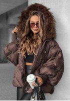 Prešívaná Bunda s kapucňou Look Again čokoládová