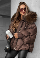 Prešívaná Bunda s kapucňou Look Again čokoládová