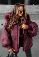 Prešívaná Bunda s kapucňou Look Again bordová