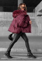 Prešívaná Bunda s kapucňou Look Again bordová