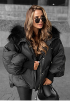 Prešívaná Bunda s kapucňou Look Again čierna
