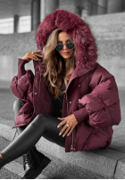 Prešívaná Bunda s kapucňou Look Again bordová