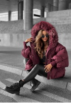Prešívaná Bunda s kapucňou Look Again bordová