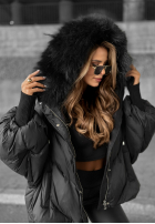 Prešívaná Bunda s kapucňou Look Again čierna