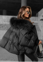 Prešívaná Bunda s kapucňou Look Again čierna
