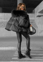 Prešívaná Bunda s kapucňou Look Again čierna