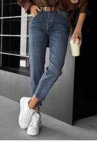Džínsy mom fit s opasok Feel Alive modré