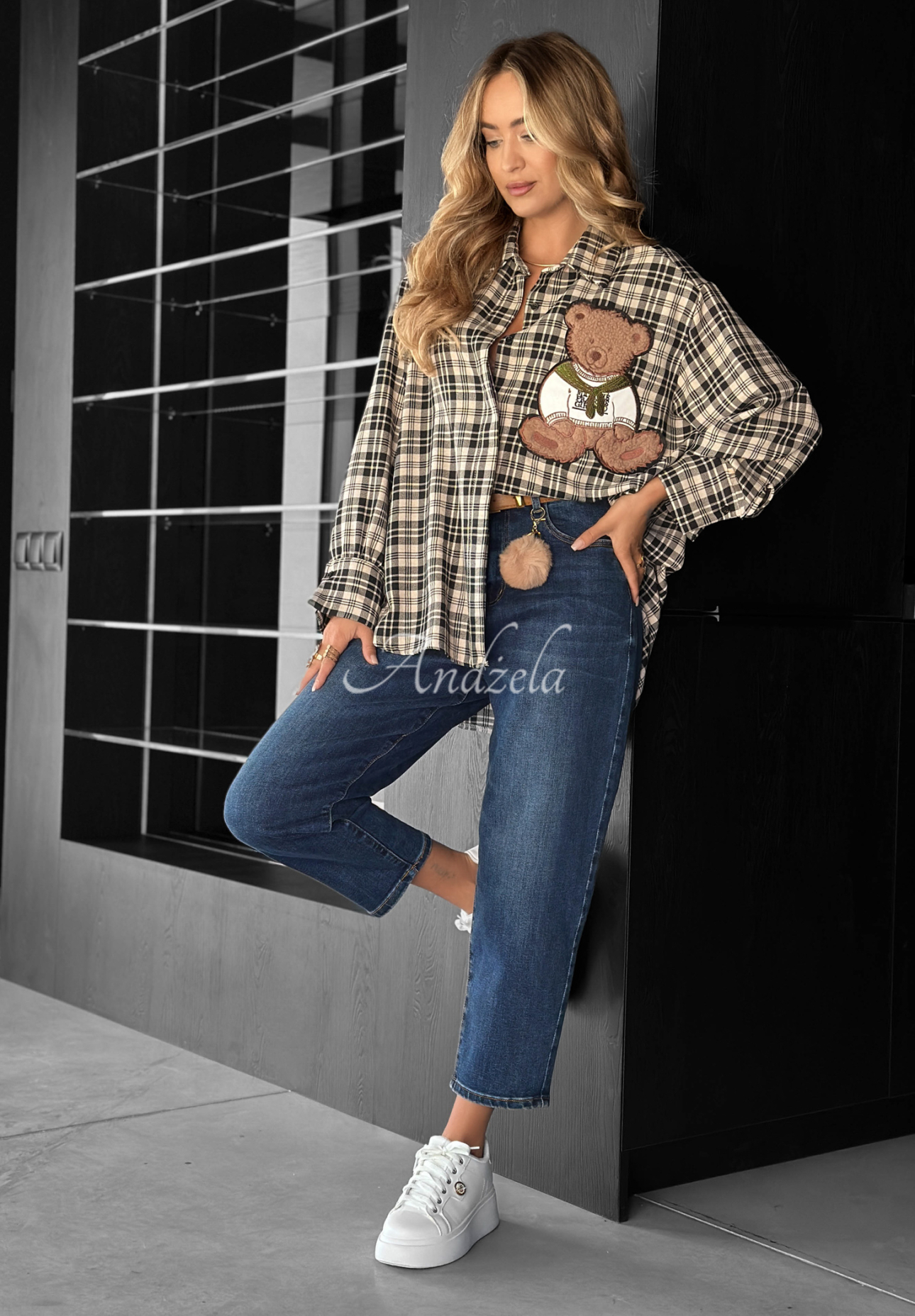 Džínsy mom fit Live Fearless tmavomodré