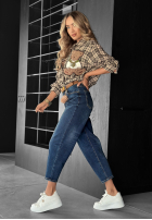 Nohavice džínosové mom fit Live Fearless tmavomodré