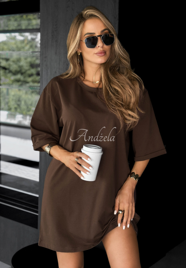 Dlh&eacute; tričko Daily Look čokol&aacute;dov&yacute;