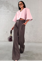 Eleganckie Nohavice wide leg La Milla Own Rules čokoládové