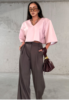 Eleganckie Nohavice wide leg La Milla Own Rules čokoládové