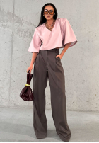 Eleganckie Nohavice wide leg La Milla Own Rules čokoládové