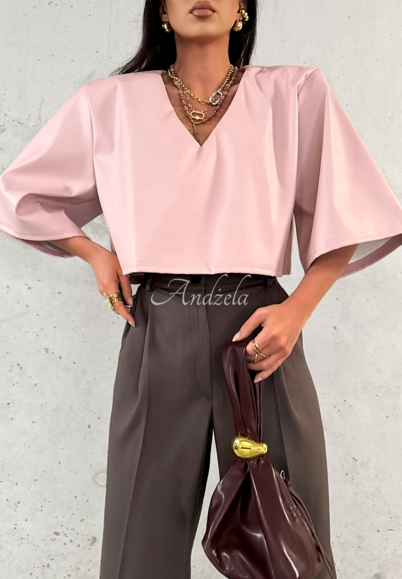 Elegantné nohavice wide leg z viskózy La Milla Coffee First čokoládové