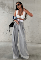 Eleganckie Nohavice wide leg w paski La Milla Think About Us sivé