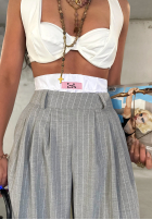 Eleganckie Nohavice wide leg w paski La Milla Think About Us sivé