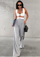 Eleganckie Nohavice wide leg w paski La Milla Think About Us sivé