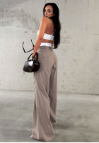 Eleganckie Nohavice wide leg w paski La Milla Think About Us Mokka