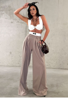Eleganckie Nohavice wide leg w paski La Milla Think About Us Mokka