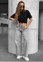 Nohavice džínosové wide leg Don’t Ask Why tmavosivé