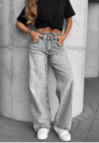 Nohavice džínosové wide leg Don’t Ask Why tmavosivé