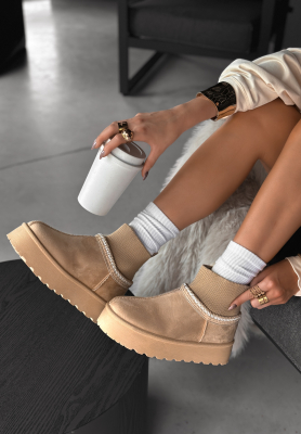 Semišové členkové čižmy Let Me Forget béžové