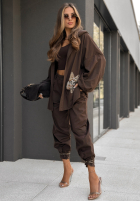 Mikina oversize s kapucňou Everything Is Possible čokoládová
