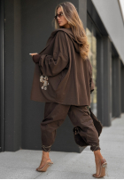 Mikina oversize s kapucňou Everything Is Possible čokoládová