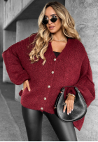 Krótki kardigan oversize Hot Chestnuts bordová