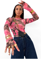 Kwiecista Blúzka La Milla Pink Dream różowo-čokoládová