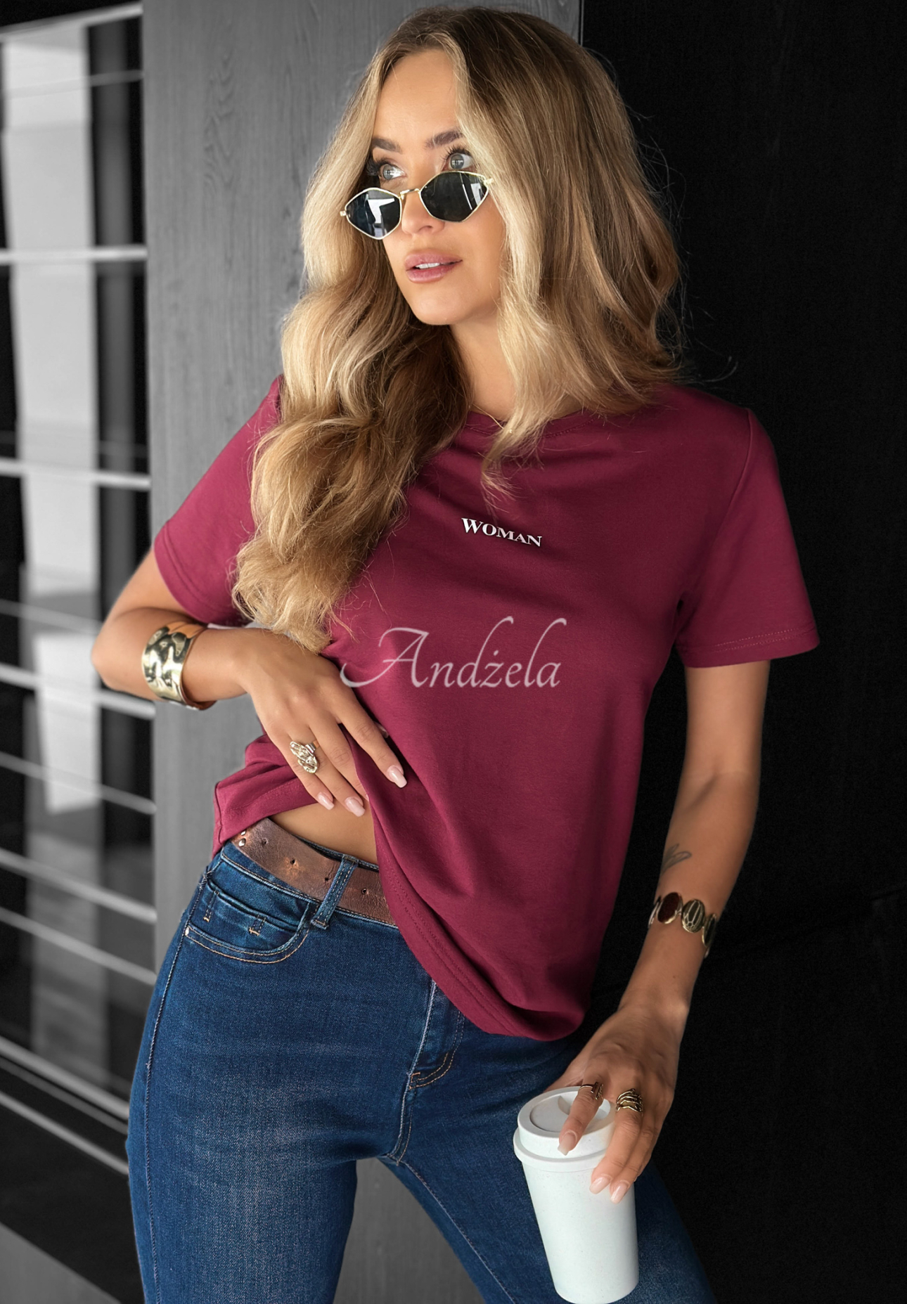 Tričko s potlačou Woman bordová