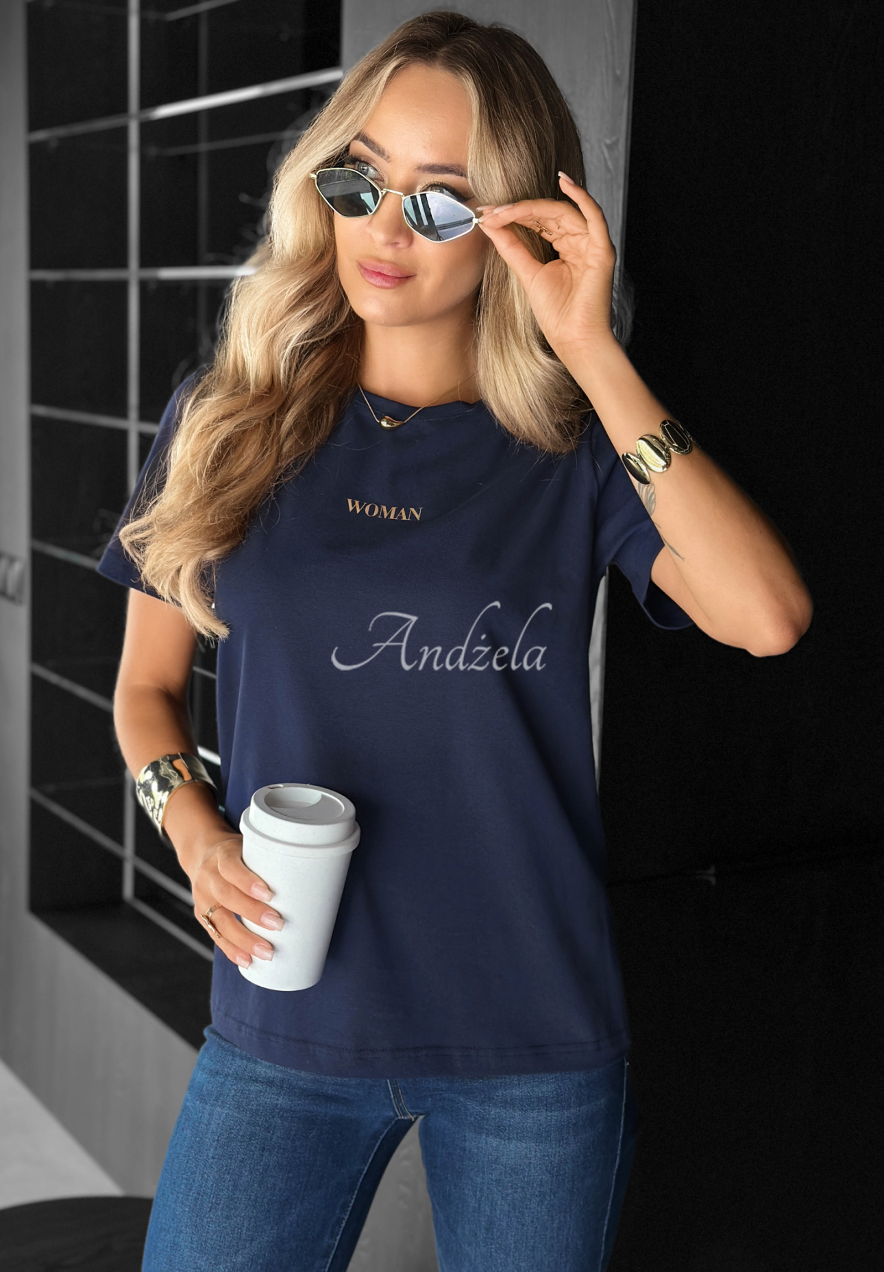 Tričko s potlačou Woman tmavomodrý