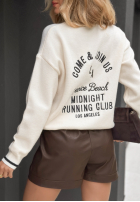 Sveter z napisami Midnight Running Club ecru