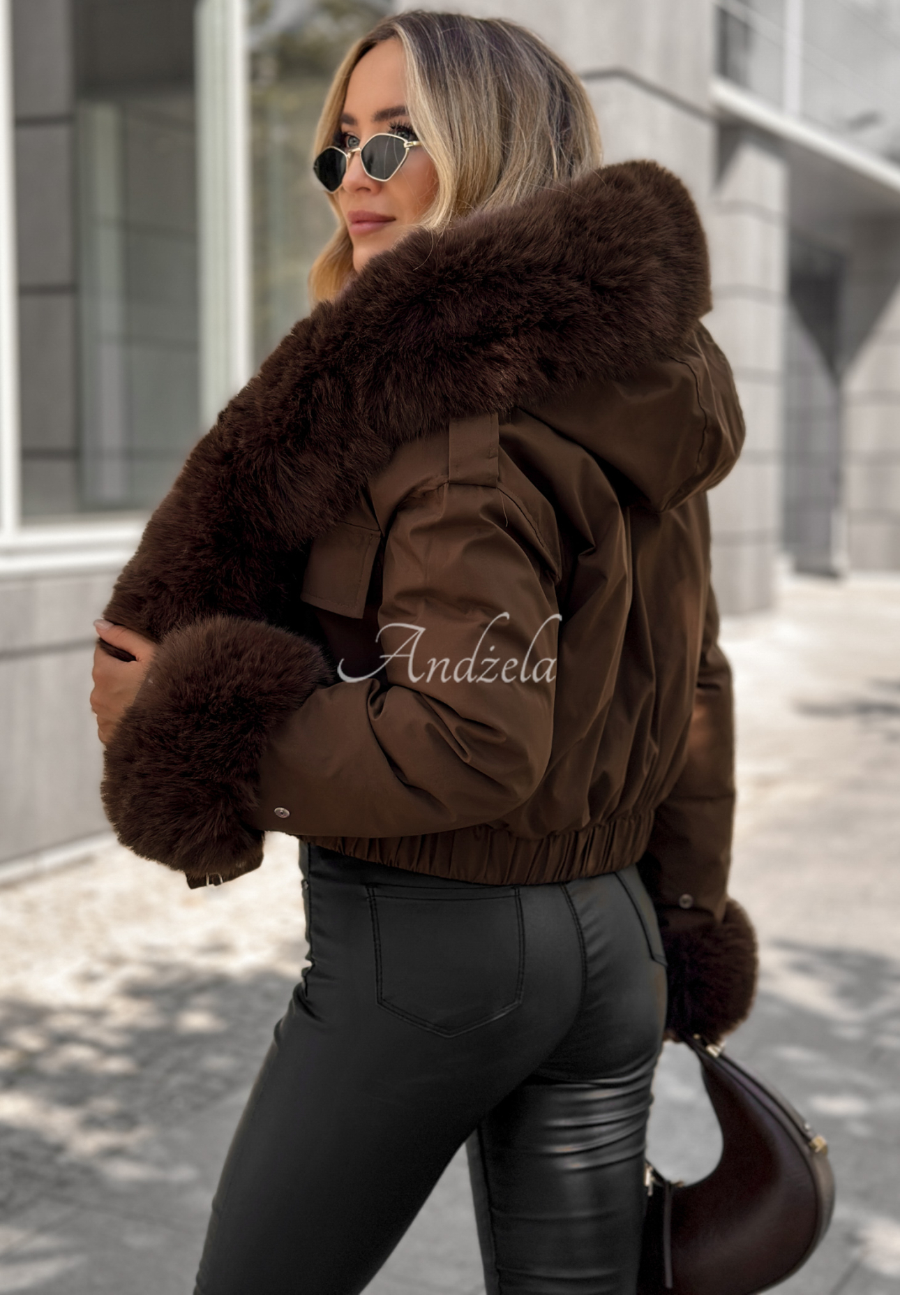 Krátka bunda s kožušinou Timber Pines čokoládová